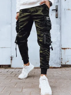 Spodnie Męskie>Dstreet Spodnie męskie bojówki zielone UX4207