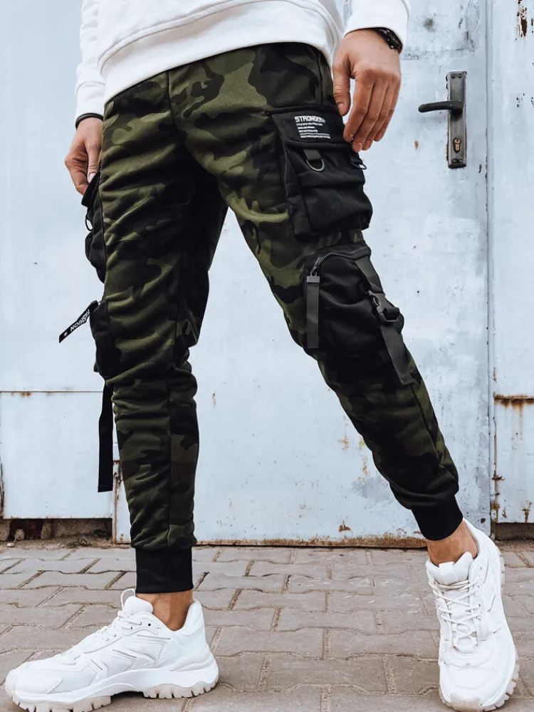 Spodnie Męskie>Dstreet Spodnie męskie bojówki zielone UX4207