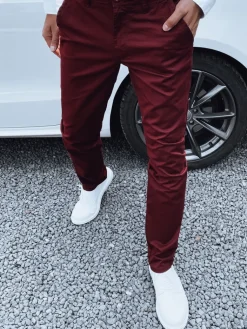 Spodnie Męskie>Dstreet Spodnie męskie bordowe UX4339