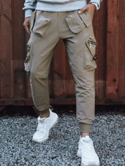 Spodnie Męskie>Dstreet Spodnie męskie cargo beżowe UX4302