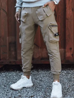 Spodnie Męskie>Dstreet Spodnie męskie cargo beżowe UX4302