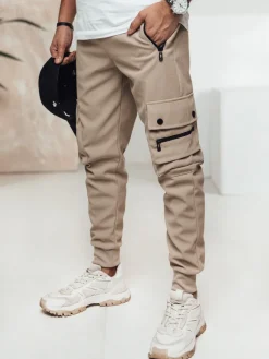 Spodnie Męskie>Dstreet Spodnie męskie cargo beżowe UX4457