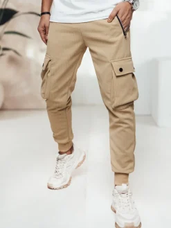 Spodnie Męskie>Dstreet Spodnie męskie cargo beżowe UX4461