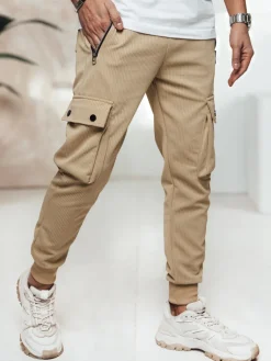 Spodnie Męskie>Dstreet Spodnie męskie cargo beżowe UX4461