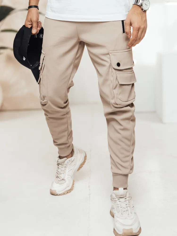 Spodnie Męskie>Dstreet Spodnie męskie cargo khaki UX4470
