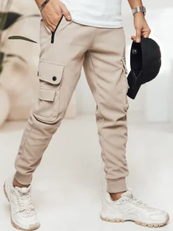 Spodnie Męskie>Dstreet Spodnie męskie cargo khaki UX4470
