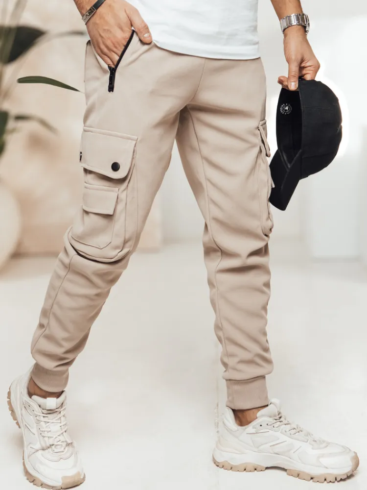 Spodnie Męskie>Dstreet Spodnie męskie cargo khaki UX4470