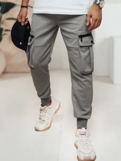 Spodnie Męskie>Dstreet Spodnie męskie cargo szare UX4472