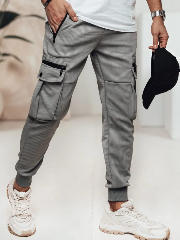 Spodnie Męskie>Dstreet Spodnie męskie cargo szare UX4472