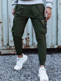 Spodnie Męskie>Dstreet Spodnie męskie cargo zielone UX4301