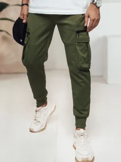 Spodnie Męskie>Dstreet Spodnie męskie cargo zielone UX4471