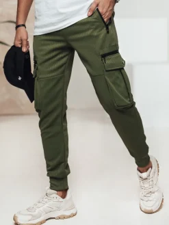 Spodnie Męskie>Dstreet Spodnie męskie cargo zielone UX4471