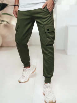 Spodnie Męskie>Dstreet Spodnie męskie cargo zielone UX4460
