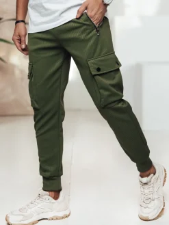 Spodnie Męskie>Dstreet Spodnie męskie cargo zielone UX4460