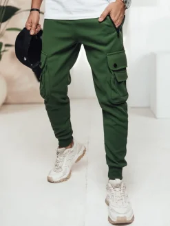 Spodnie Męskie>Dstreet Spodnie męskie cargo zielone UX4469