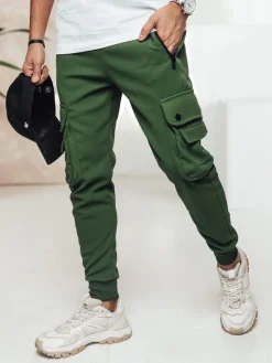 Spodnie Męskie>Dstreet Spodnie męskie cargo zielone UX4469