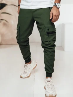 Spodnie Męskie>Dstreet Spodnie męskie cargo zielone UX4458