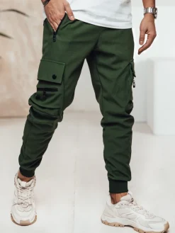 Spodnie Męskie>Dstreet Spodnie męskie cargo zielone UX4458