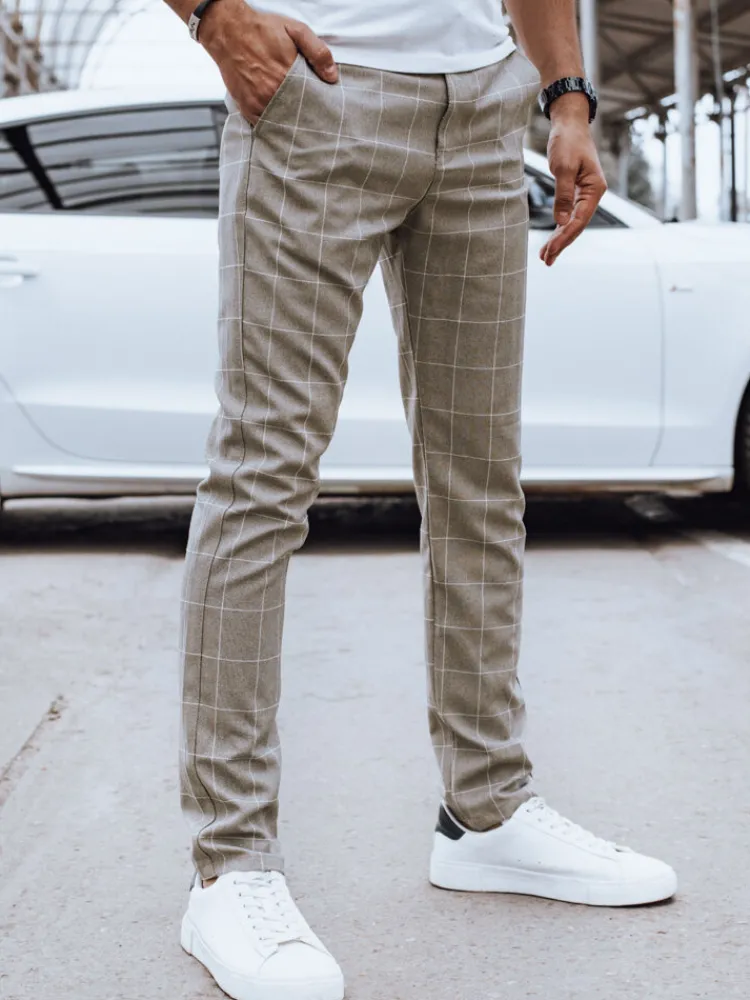 Spodnie Męskie>Dstreet Spodnie męskie casual jasnobrązowe UX4385