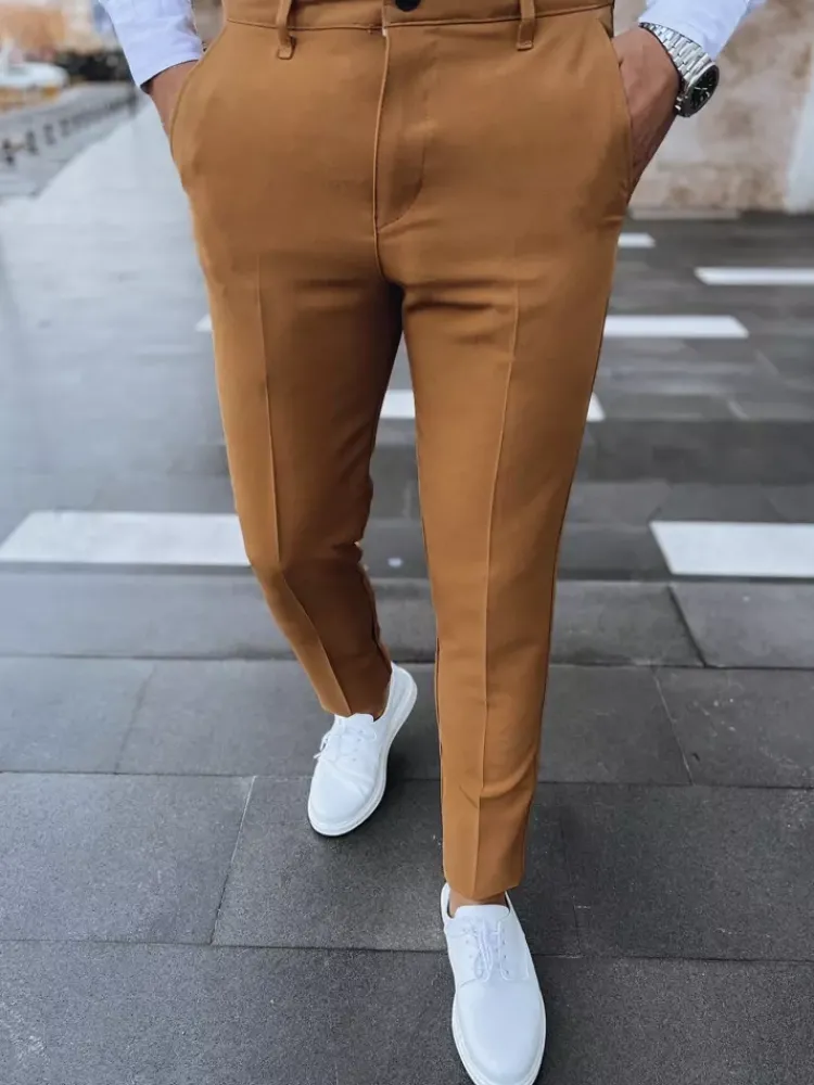 Spodnie Męskie>Dstreet Spodnie męskie chinosy gładkie kamelowe UX3974