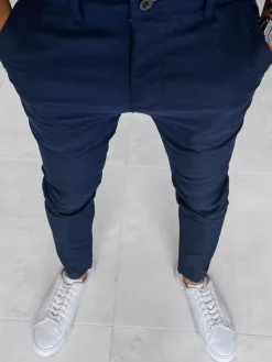 Spodnie Męskie>Dstreet Spodnie męskie chinosy w jodełkę granatowe UX3967