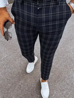 Wyjątkowe Okazje|Spodnie Męskie>Dstreet Spodnie męskie chinosy w kratę czarne UX3953