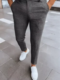 Spodnie Męskie>Dstreet Spodnie męskie chinosy w kratę ciemnoszare UX3955