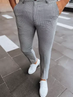 Spodnie Męskie>Dstreet Spodnie męskie chinosy w pepitkę szare UX3983