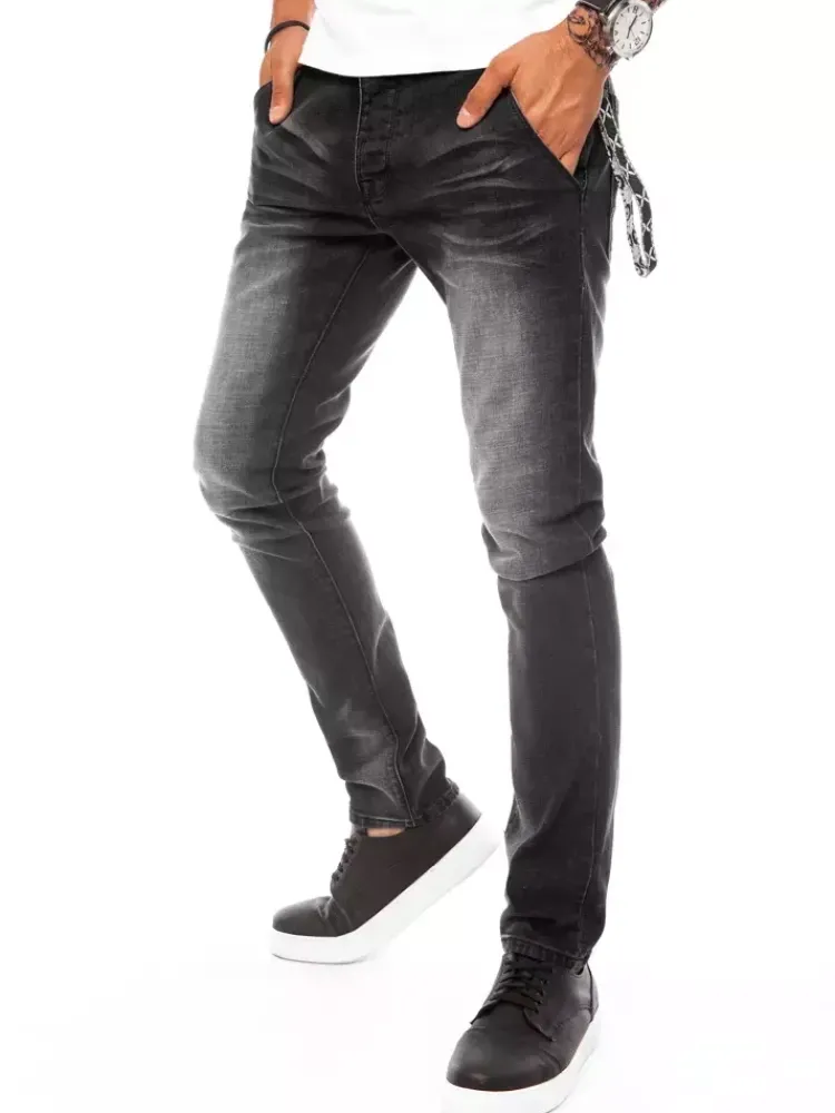 Jeansy Męskie>Dstreet Spodnie męskie czarne UX3805