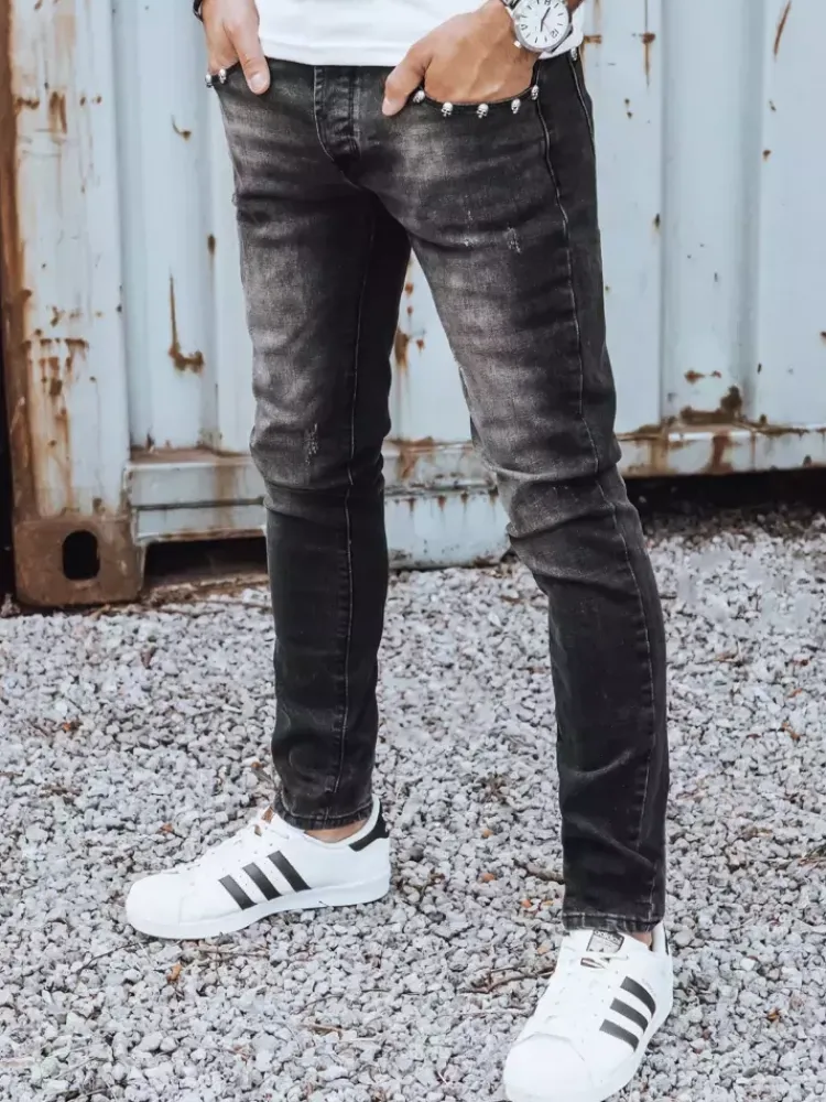 Jeansy Męskie>Dstreet Spodnie męskie czarne UX3825