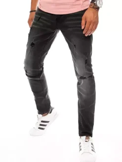 Jeansy Męskie>Dstreet Spodnie męskie czarne UX3823