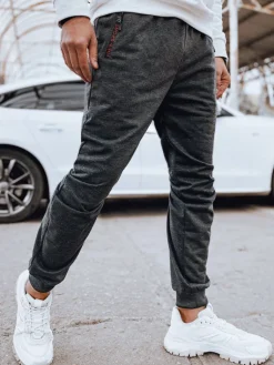 Spodnie Męskie>Dstreet Spodnie męskie dresowe ciemnoszare UX4285
