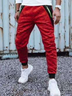 Spodnie Męskie>Dstreet Spodnie męskie dresowe czerwone UX4442