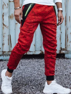 Spodnie Męskie>Dstreet Spodnie męskie dresowe czerwone UX4442