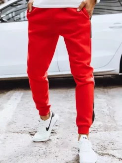 Spodnie Męskie>Dstreet Spodnie męskie dresowe czerwone UX3730