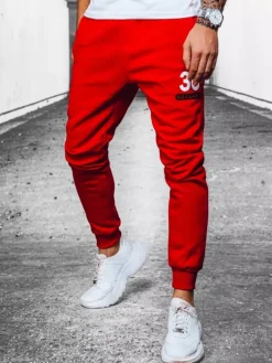 Spodnie Męskie>Dstreet Spodnie męskie dresowe czerwone UX3910