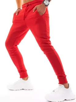 Spodnie Męskie>Dstreet Spodnie męskie dresowe czerwone UX3339