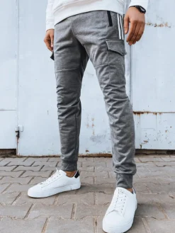 Spodnie Męskie>Dstreet Spodnie męskie dresowe jasnoszare UX4275