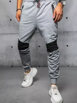 Spodnie Męskie>Dstreet Spodnie męskie dresowe jasnoszare UX3867