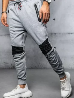 Spodnie Męskie>Dstreet Spodnie męskie dresowe jasnoszare UX3867