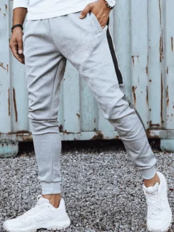 Spodnie Męskie>Dstreet Spodnie męskie dresowe jasnoszare UX4125