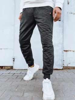 Spodnie Męskie>Dstreet Spodnie męskie dresowe joggery ciemnoszare UX4120