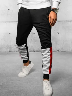 Spodnie Męskie>Dstreet Spodnie męskie dresowe joggery czarne UX4105