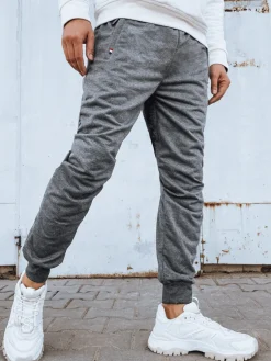 Spodnie Męskie>Dstreet Spodnie męskie dresowe joggery jasnoszare UX4121