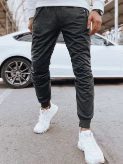 Spodnie Męskie>Dstreet Spodnie męskie dresowe joggery ciemnoszare UX4123