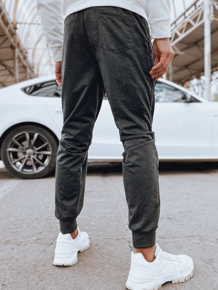 Spodnie Męskie>Dstreet Spodnie męskie dresowe joggery ciemnoszare UX4123