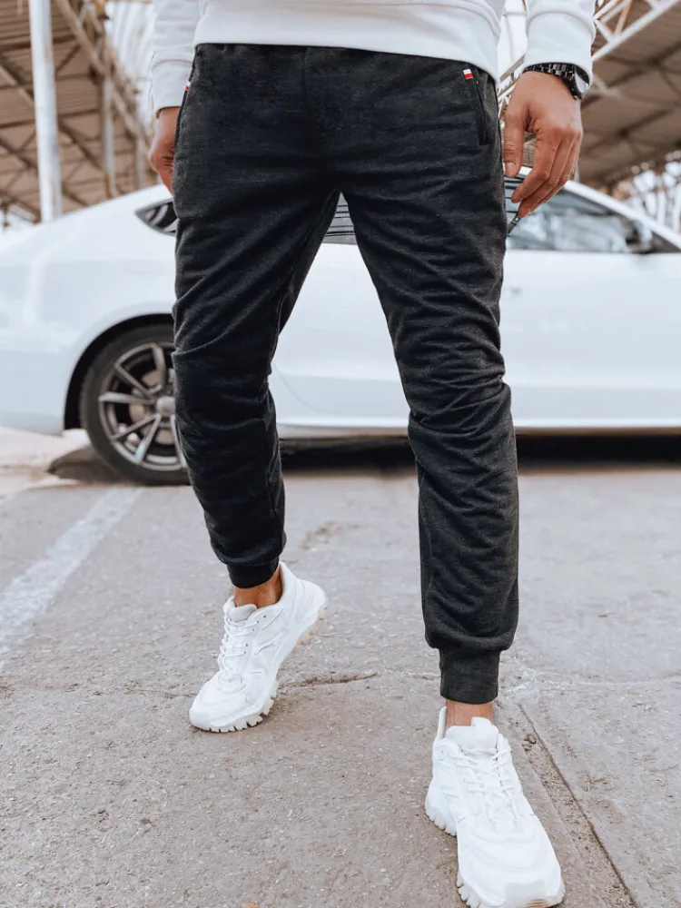 Spodnie Męskie>Dstreet Spodnie męskie dresowe joggery grafitowe UX4122