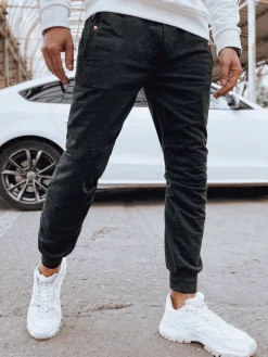Spodnie Męskie>Dstreet Spodnie męskie dresowe joggery grafitowe UX4122