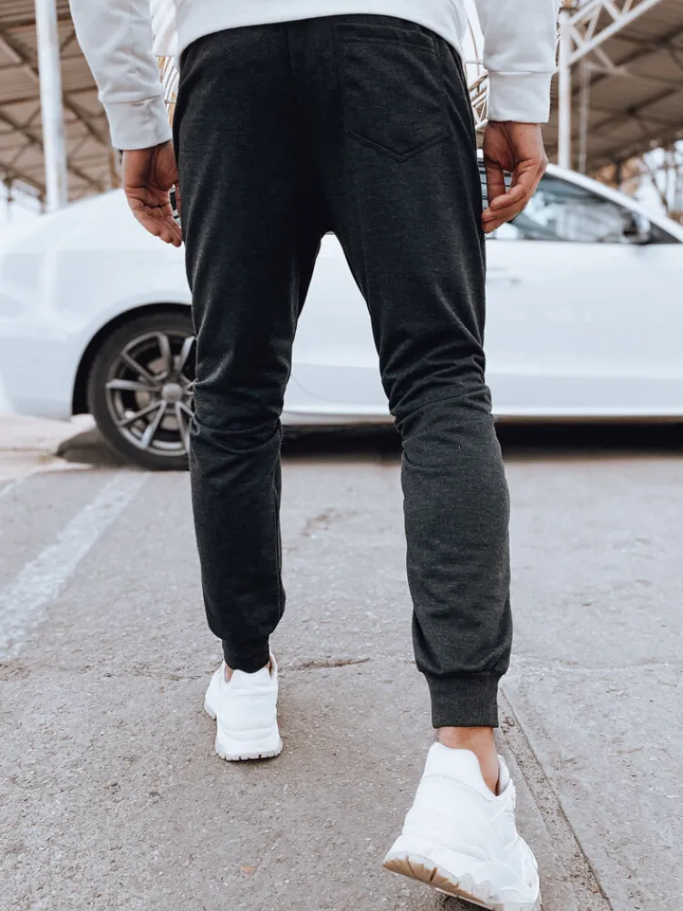 Spodnie Męskie>Dstreet Spodnie męskie dresowe joggery grafitowe UX4122