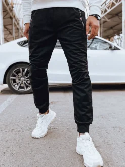 Spodnie Męskie>Dstreet Spodnie męskie dresowe joggery czarne UX4124